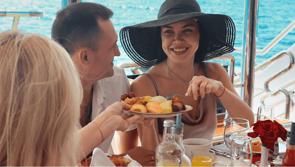 breakfast on luxury yacht